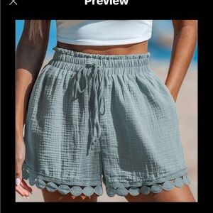 COPY - light blue Women's Lace Trim Shorts